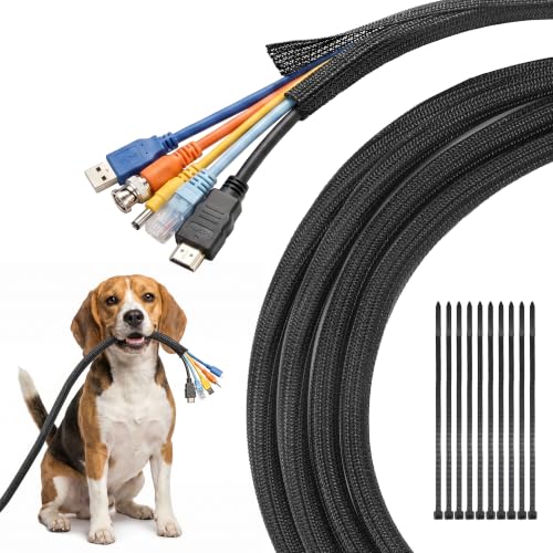 Delamu 10ft - 1/2 inch Cable Sleeve Cord Protector from Pets No - Image 2