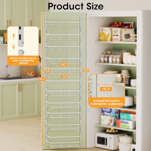 Over The Door Pantry Organizer, 10 Tier Pantry Door Organizers - Image 4