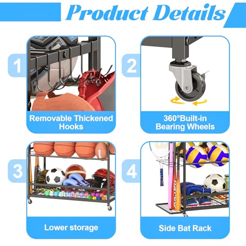 Jsskeeim Garage Sports Equipment Organizer,Sports Ball - Image 3