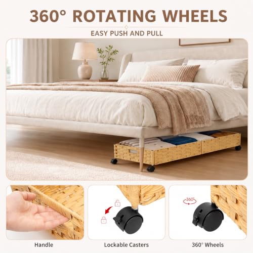 Foldable Under Bed Storage with Wheels, Rolling Wicker 1 - Image 7