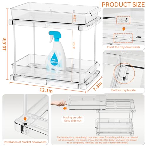Yieach 4 Pack Under Sink Organizers and Storage,Clea | Under Sink Stor - Image 4