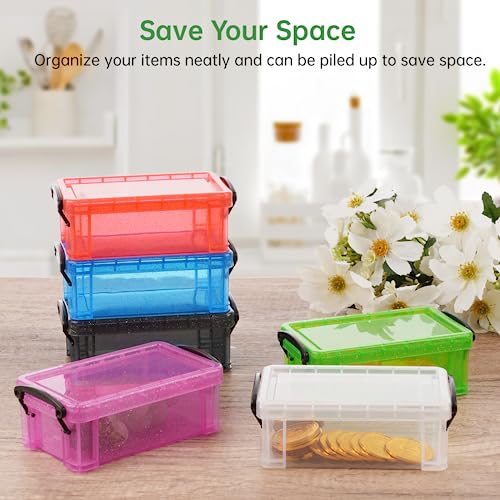 Mini Plastic Storage Containers with Locking Lids, 6 PCS - Image 3