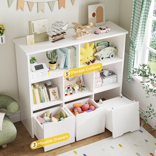 Teckid 2-in-1 Toy Storage Organizer with 5 Cubbies | Home Organization - Image 5