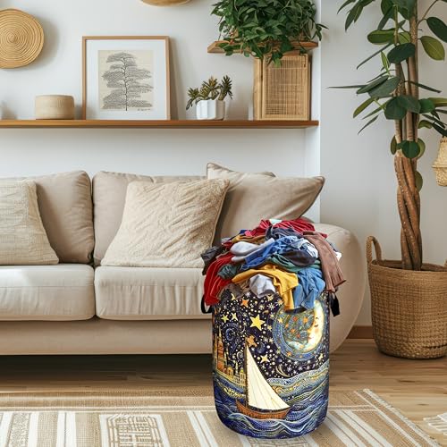 Moon Starry Sky Laundry Basket Oxford Cloth | Home Organization - Image 3