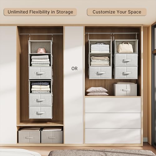 6-Shelf Hanging Closet Organizer with 3 Drawers, Separable - Image 6