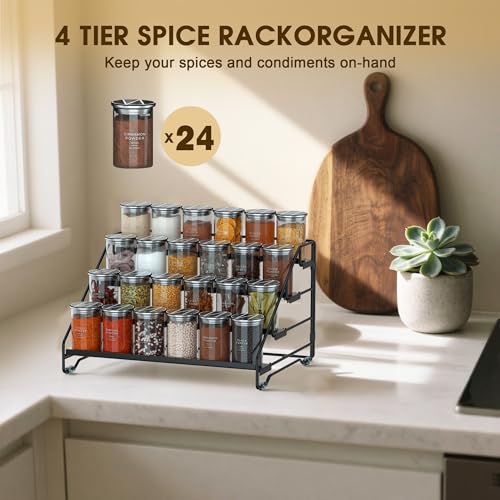 Jolitac 4-Tier Spice Rack Organizer, Depth Adjustable Step Shelf - Image 6