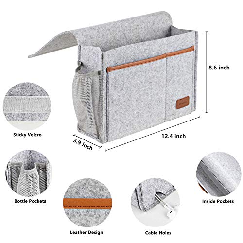 Bedside Caddy, Felt Bed Storage Organizer Hanging Bag Holder - Image 5