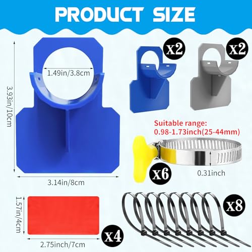 4PCS Swimming Pool Pipe Holders Pool Hose Clamps for Above - Image 3