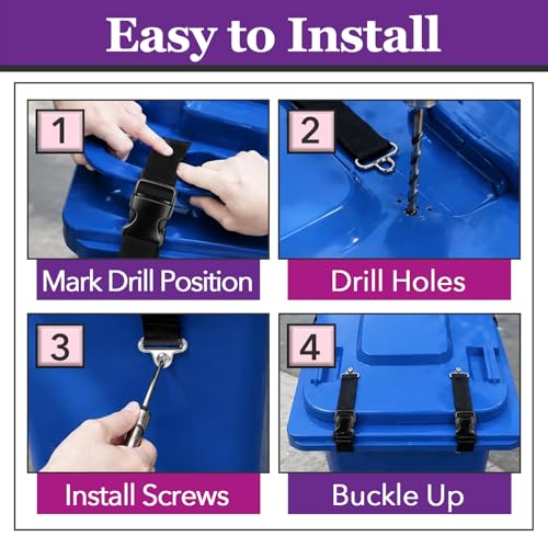 6Pcs Bear Proof Trash Can Lock for 28-96 Gallon Bins to Prevent - Image 8