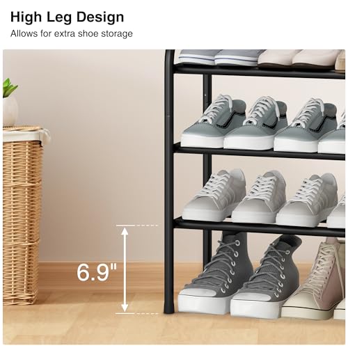 3-Tier Expandable Shoe Rack for Closet, Entryway, 16 Pairs, Black - Image 6