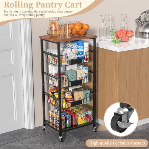 Hastatii Kitchen Storage Cart, Kitchen Basket - Image 5