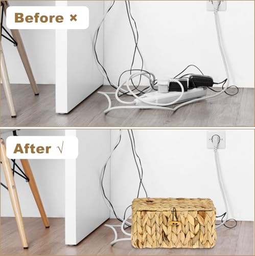 BTSKY Woven Cable Management Box with Lid Water Hyac | All Products - Image 3