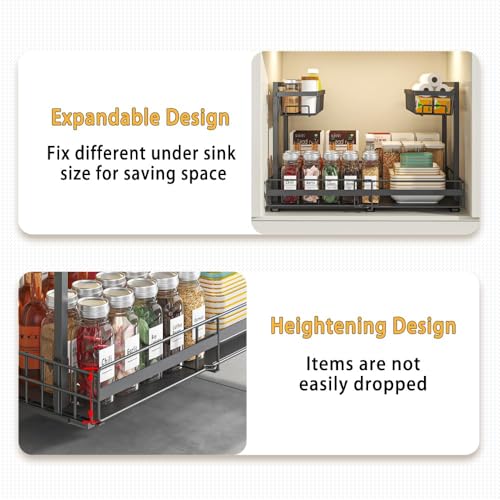 Expandable Under Sink Organizer with 3-Level Height Adjustment,2 - Image 6