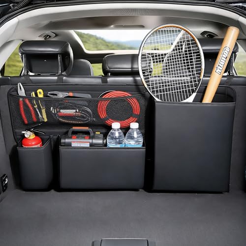 Durable PU Leather Hanging Trunk Organizer for SUV, 36in Black - Image 2