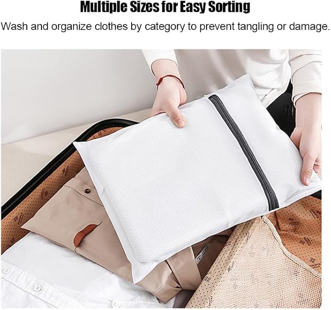 Laundry Bags for Washing Machine – 2 Pack Mesh Wash Bags (Large & Medium) for Clothes, Underwear, and Delicates – Durable Zipper with Protector, Anti-Deformation & Anti-Snag Laundry Nets