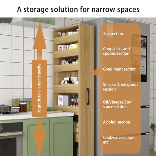 Slim Rolling Storage Cart with Wheels, Tall Narrow Pull-Out Shelf - Image 5