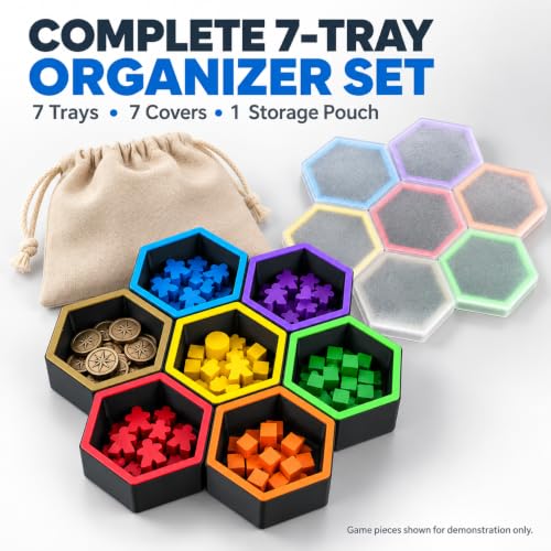 7 Pack Magnetic Hex Board Game Organizer Trays Stackable - Image 3