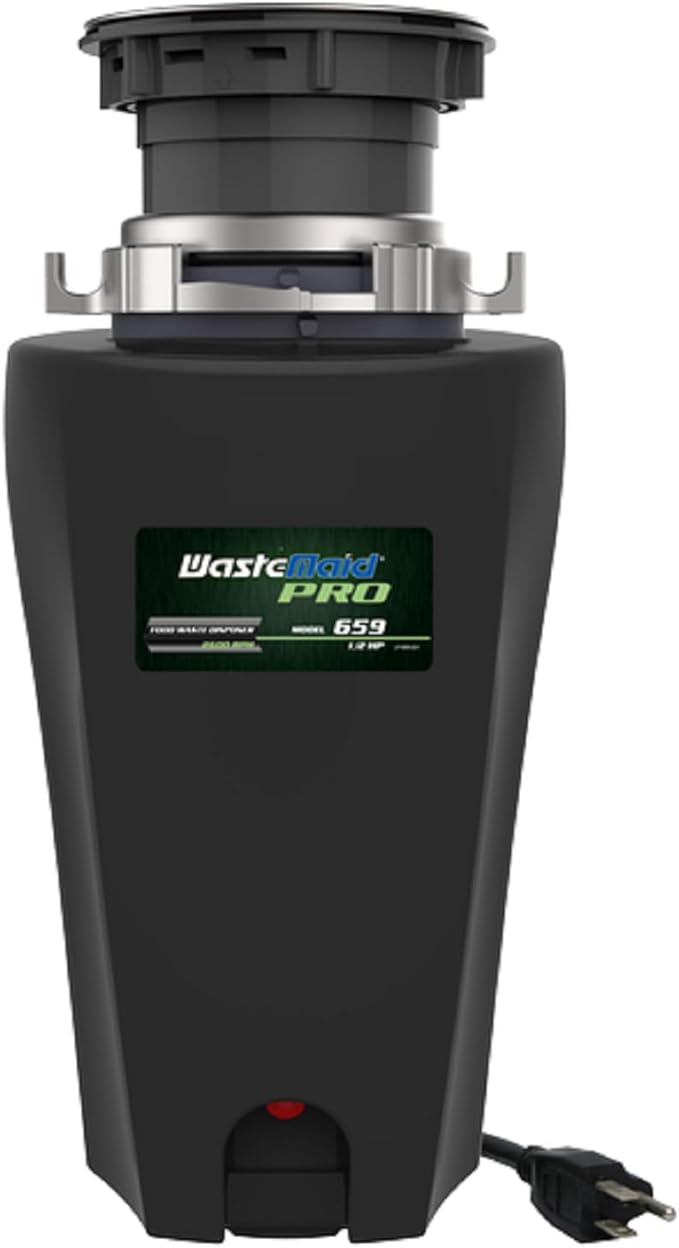 WASTEMAID 10-US-WMP-659 Pro Anti-Jam Garbage Disposer, 1/2 HP, Black