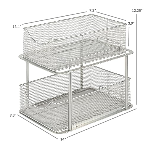 Sorbus Pull-Out Under Sink Organizer, Mesh Construction (Silver - Image 4