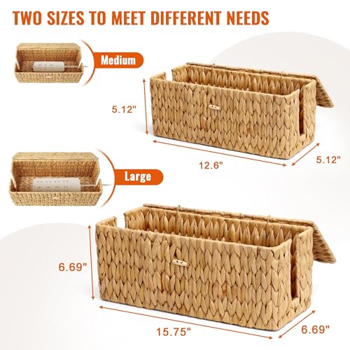 Posprica Cable Management Box with Lid, 2Pack Handwoven Real - Image 6