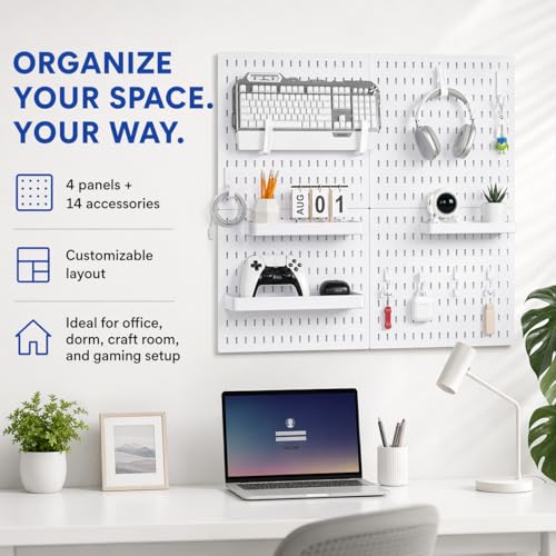 Colville White Pegboard Wall Organizer Kit, 24 x 24 in, 4 Panels - Image 3