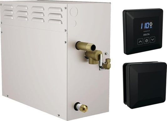Delta Faucet SimpleSteam 15kW Steam System Kit Matte Black, Includes 15kW Steam System Generator, Square Digital System Control, Square Steam Head, Matte Black 5P-EST015-BL