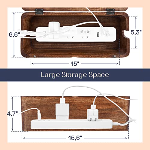 Large Cable Management Box, Wood Wire Organizer & Po | Cable Managemen - Image 3