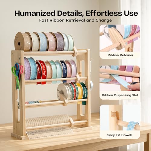 Ribbon Storage Rack, 4-Tier Ribbon Organizer Spool Holder - Image 6