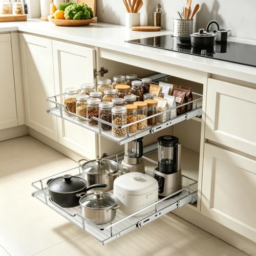 Pull Out Cabinet Organizer 20" W X 21" D, Chrome - Image 3