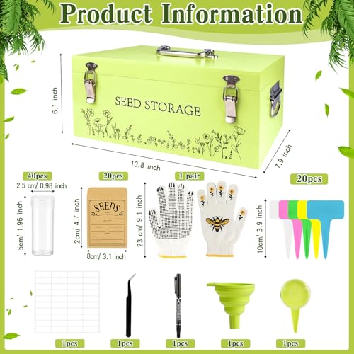 Fayoo Wooden Seed Storage Organizer Box with 40 Seed Vials - Image 4