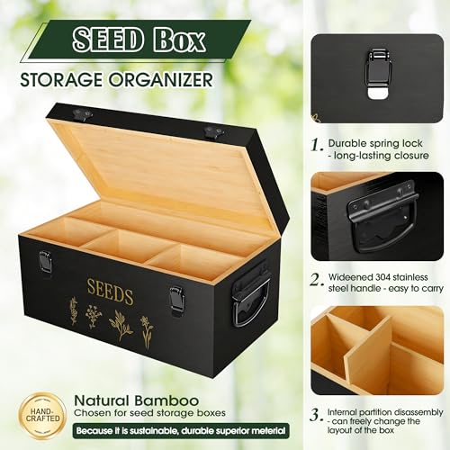 Large Seed Storage Organizer, Great Gifts Gardening Kit (Black) - Image 5