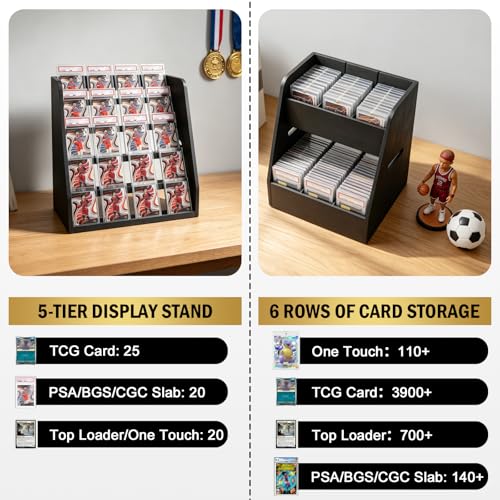 Trading Card Display Stand with Storage, Magnetic 5-Tier - Image 4