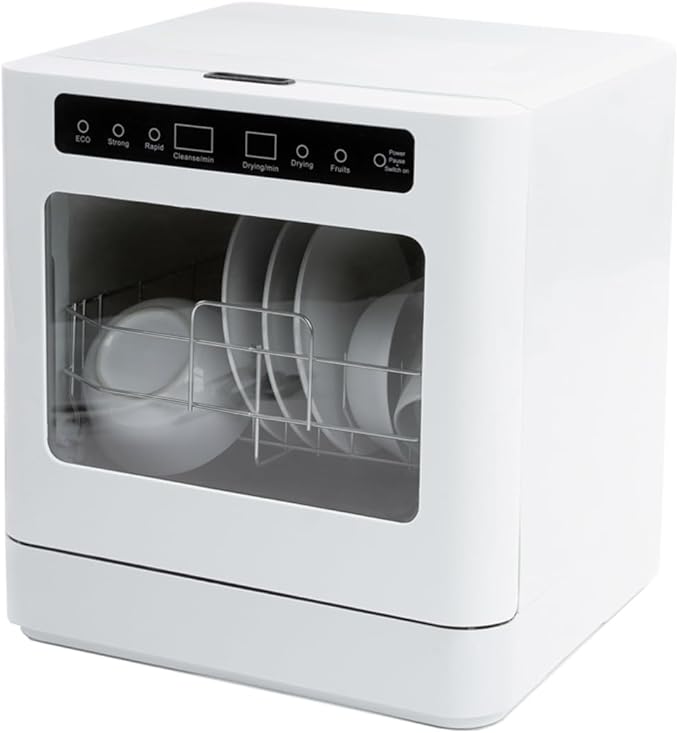 Collier Kitchen Portable Countertop Dishwasher – Compact Mini Dishwasher with 5 Wash Programs, Built-in Water Tank & Hose Connection – Space-Saving for Apartments, RVs & Small Kitchens