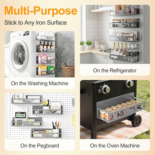 Magnetic Spice Rack for Refrigerator, 4 Pack Metal - Image 5