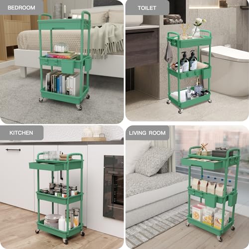 REBECAT 3 Tier Rolling Utility Cart with Drawer,Roll | All Products - Image 6
