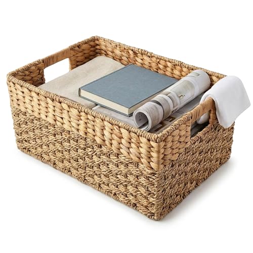 Medium Wicker Storage Basket with Handles, Seagrass - Image 2