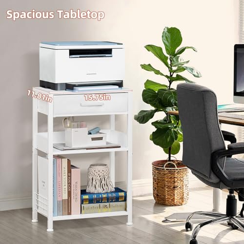 Lerliuo Printer Stand with Storage, 3-Tier Printer Table,White - Image 6