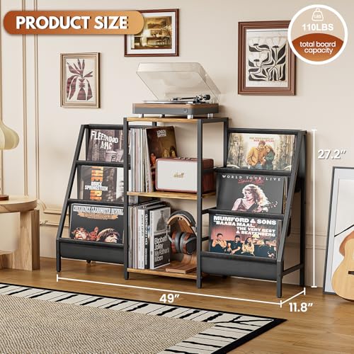 Record Player Stand with Vinyl Storage, Record Player - Image 4