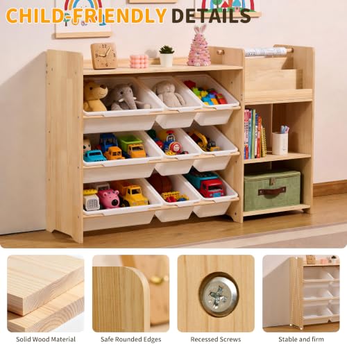 3-in-1 Montessori largeToyStorageBox withKidsBookshelf - Image 5