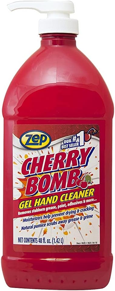 Zep Cherry Bomb Hand Cleaner 48 oz (Case of 4) - Volcanic Rock and Emollients - Perfect for mechanics and DIY'ers