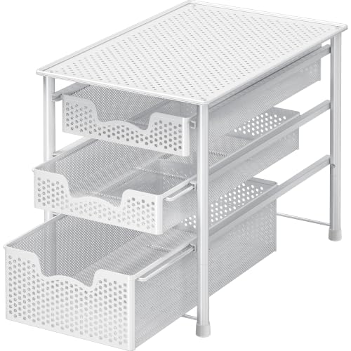 Simple Houseware 3 Tier White Alloy Steel Sliding Basket - Image 2