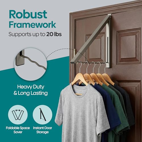 HOLDN’ STORAGE Over The Door Hanger, Single Foldable Rack - Image 5