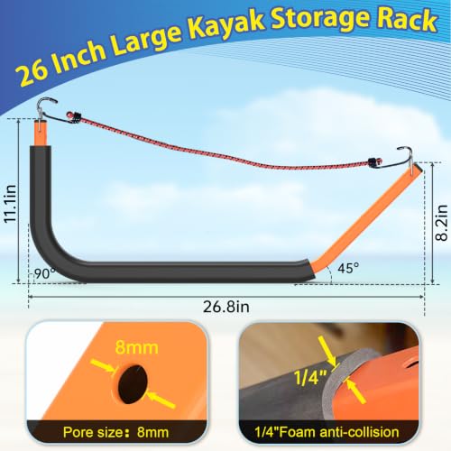 Large Kayak Storage Rack, 26 Inch Wall Mount Canoe Hanger - Image 7
