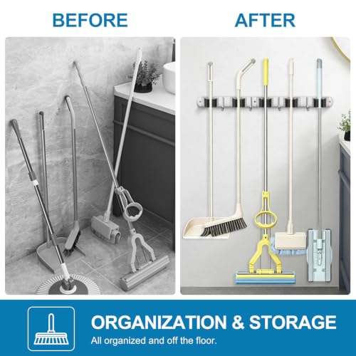 IMILLET 2 Pack Broom Holder Wall Mount Stainless Steel Mop - Image 6