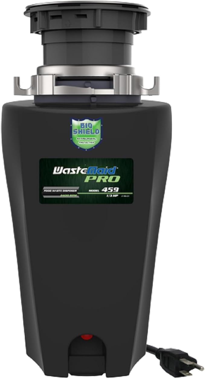 WASTEMAID 10-US-WMP-459 Pro Anti-Jam Garbage Disposer, 1/3 HP, Black