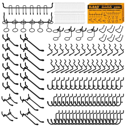 200-Piece Extra Thick Pegboard Hooks Set, 1/4" Heavy Duty - Image 2