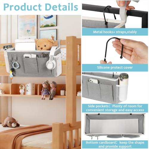 Bedside Caddy, Bedside Storage Bag Hanging Organizer for Bunk - Image 5