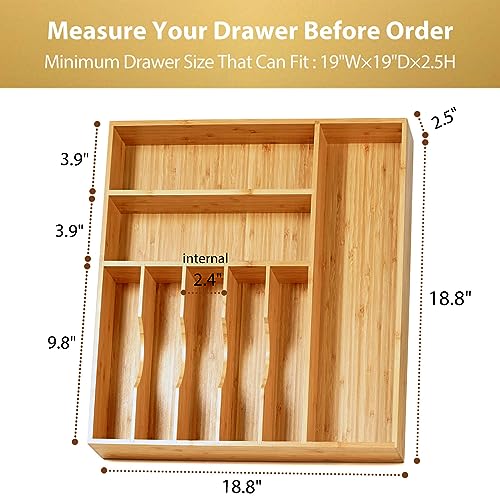 Umilife Large Kitchen Drawer Organizer, 19"x19" Silverware - Image 6