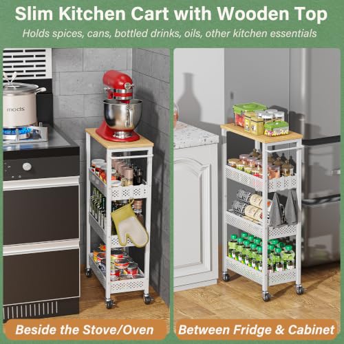 OKZEST 4-Tier Slim Rolling Storage Cart for Laundry Room - Image 5