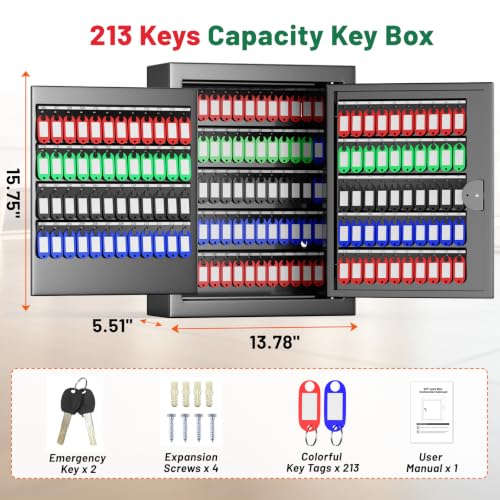 213 Position Wall Mounted Key Lock Box, Key Cabinet with Drop - Image 3